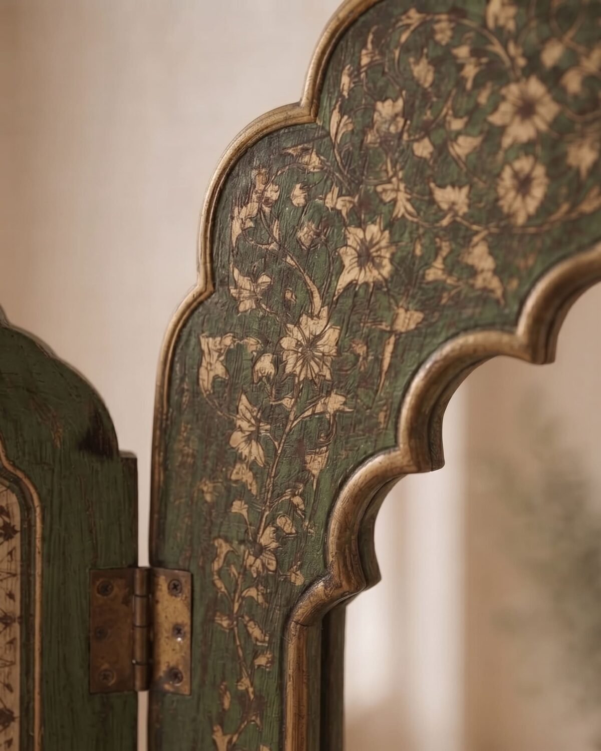 Atlas Sun handmade Moroccan mirror – carved wood detail, view 2