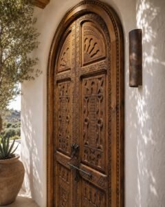 Bab Al Andalus handmade Moroccan door – carved wood detail, view 4