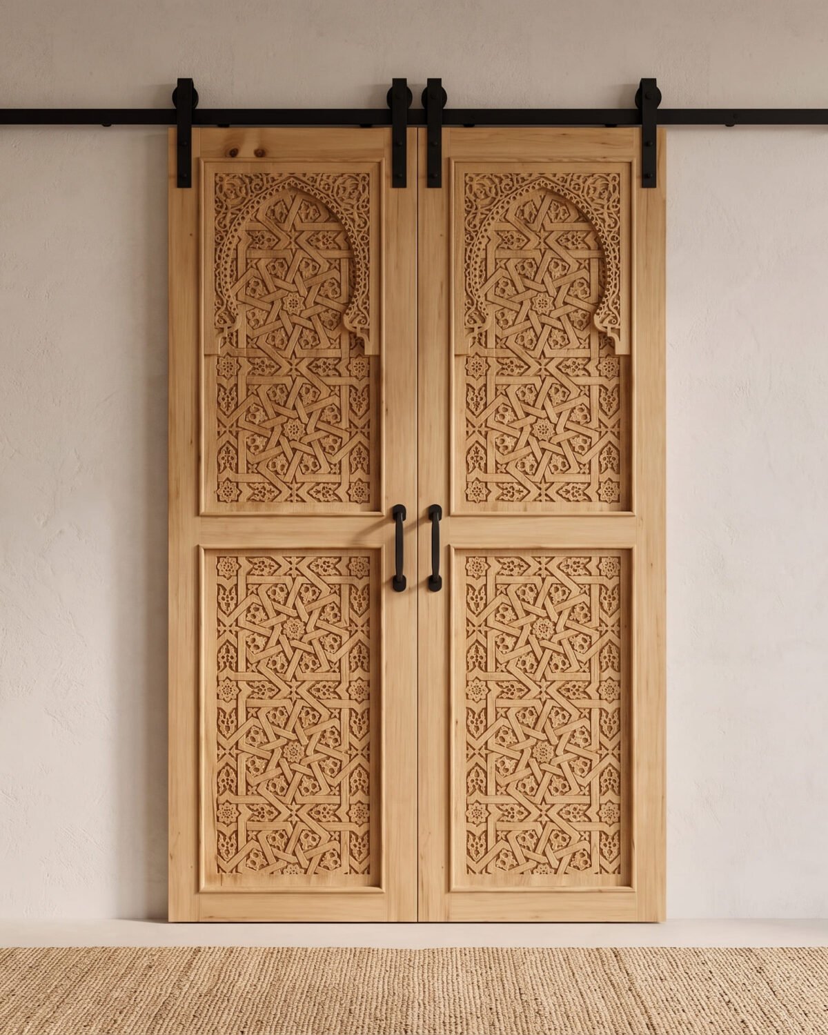 Atlas Portal handmade Moroccan door – carved wood detail, view 2