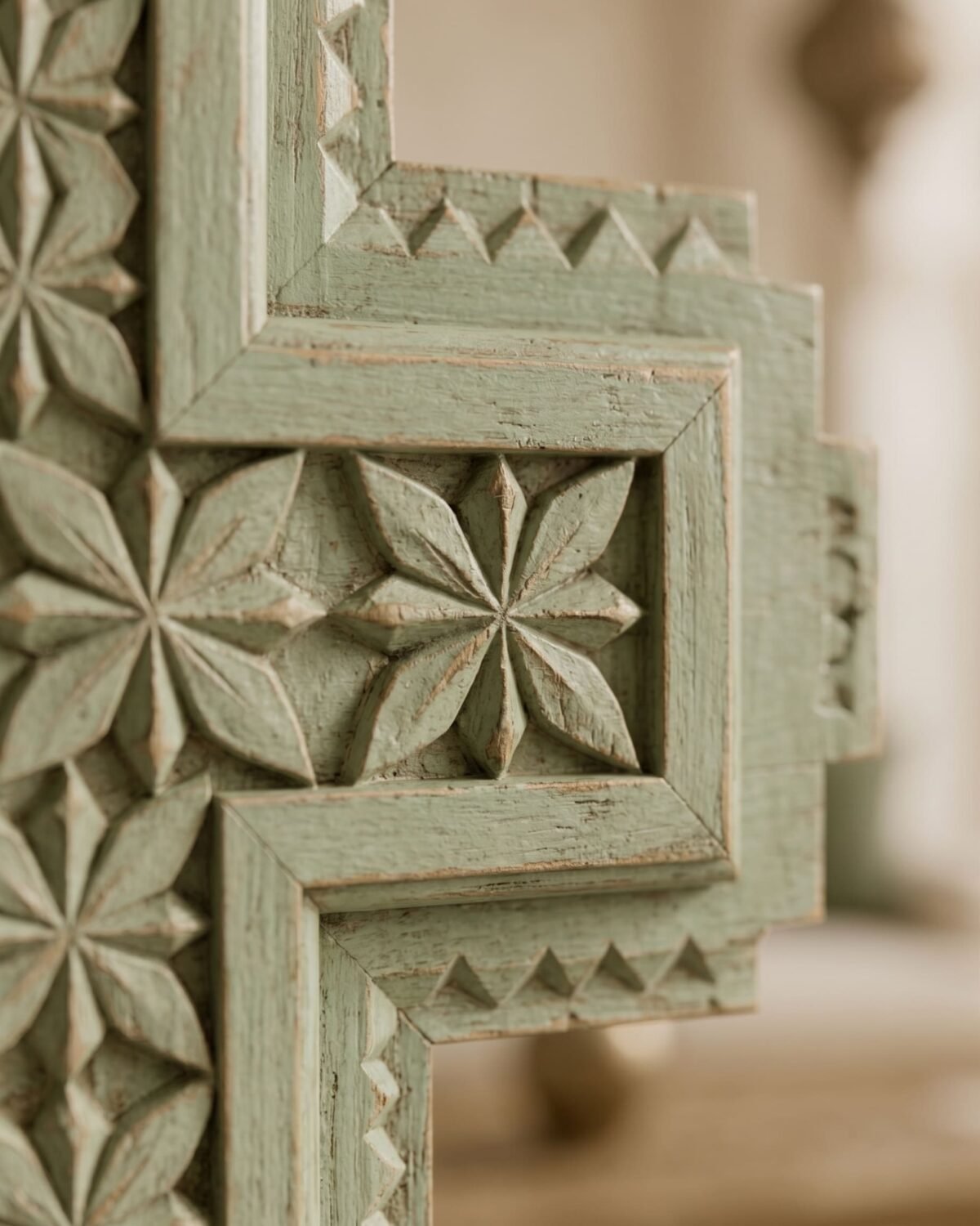 Palais Crown handmade Moroccan mirror – carved wood detail, view 2