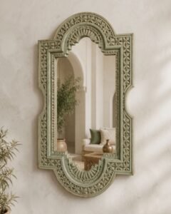 Palais Crown handmade Moroccan mirror – carved wood detail, view 3