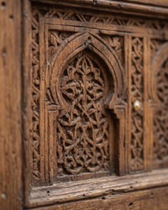 Fes Mashrabiya handmade Moroccan door – carved wood detail, view 4