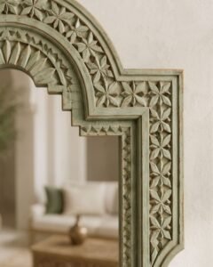 Palais Crown handmade Moroccan mirror – carved wood detail, view 4