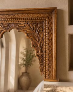 Mihrab Shutters handmade Moroccan mirror – carved wood detail, view 4