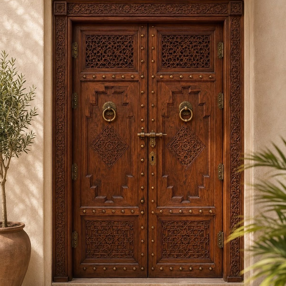 Bab Al Andalus handmade Moroccan door in hand-carved cedar wood